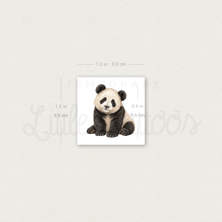 Panda Bear Cub Temporary Tattoo - Set of 3
