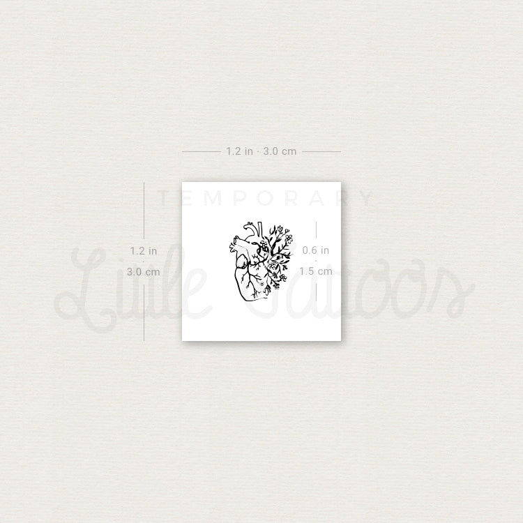 Tiny Flower Heart Temporary Tattoo - Set of 3