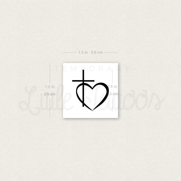 Cross Heart Temporary Tattoo - Set of 3
