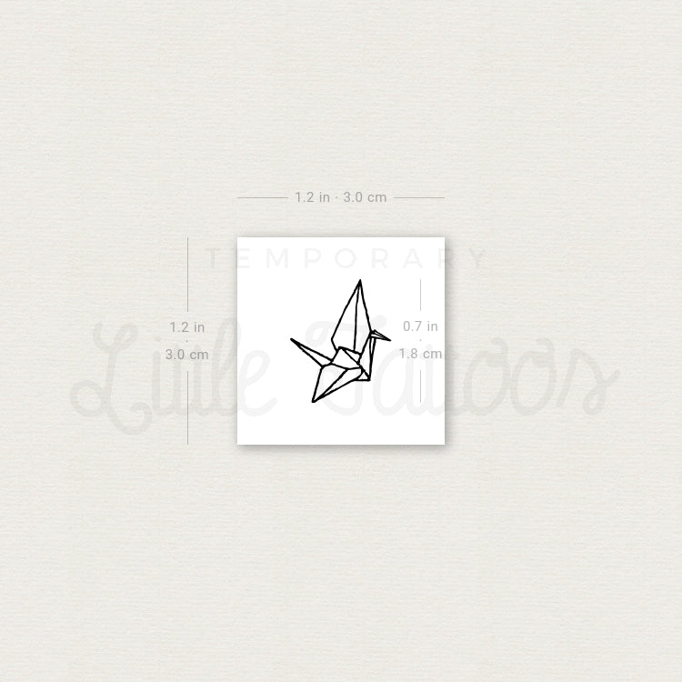 Tatuaje temporal de grulla de origami diminuta (juego de 3)