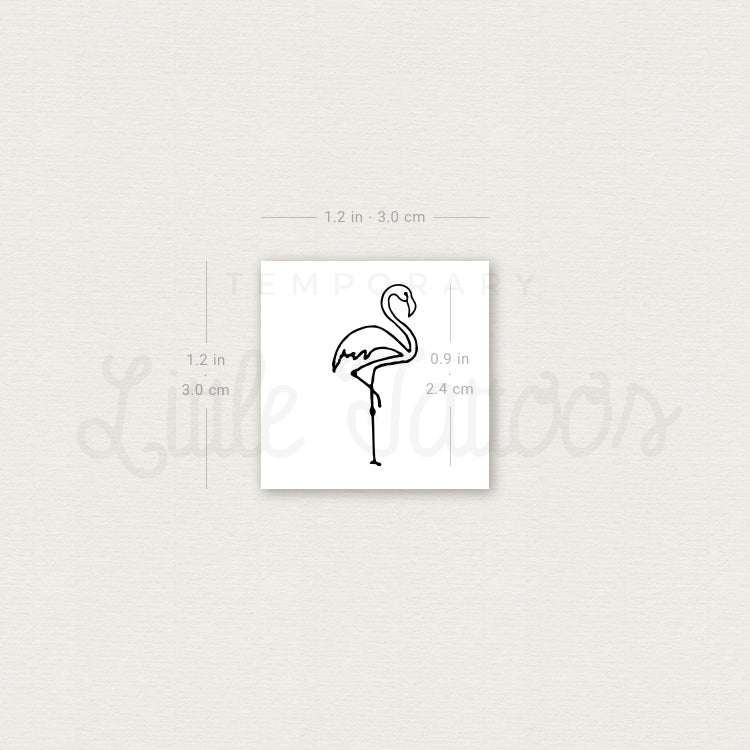 Single Line Flamingo Temporary Tattoo - Set of 3