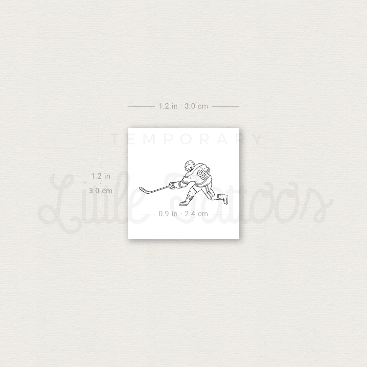 Fine Line Ice Hockey Player Temporary Tattoo - Set of 3