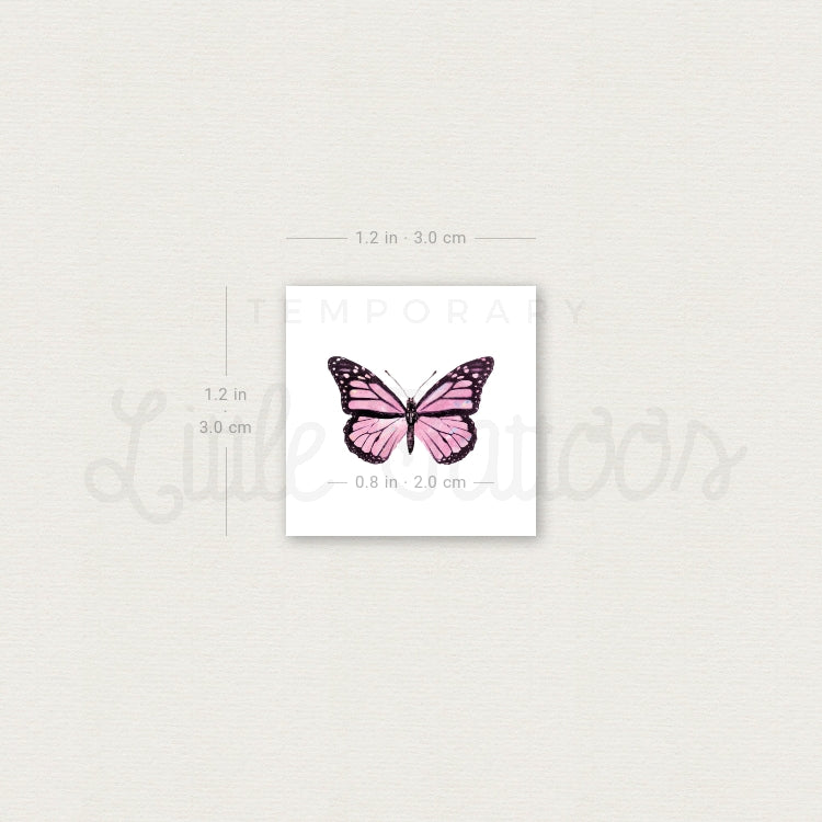 Pink Butterfly Temporary Tattoo - Set of 3