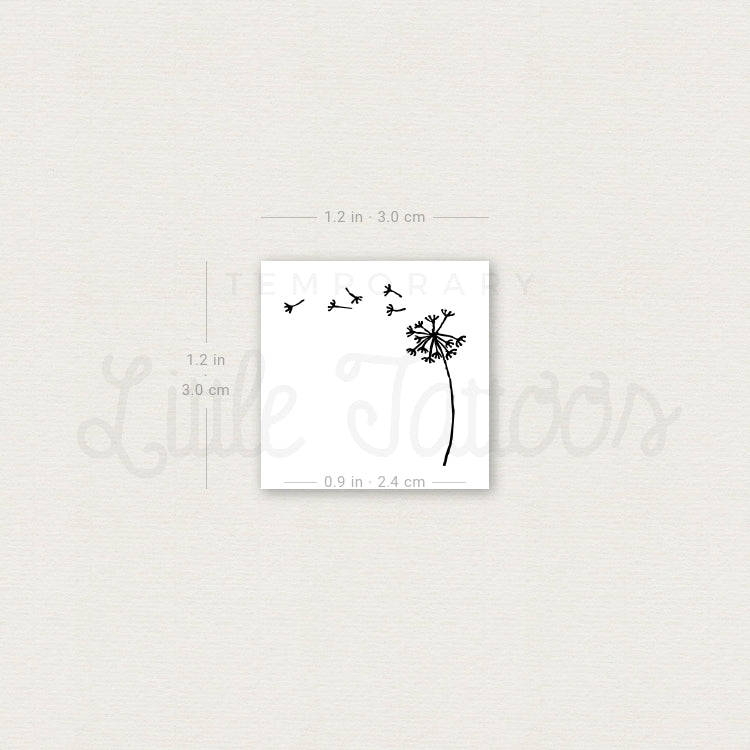 Minimalist Blown Dandelion Temporary Tattoo - Set of 3