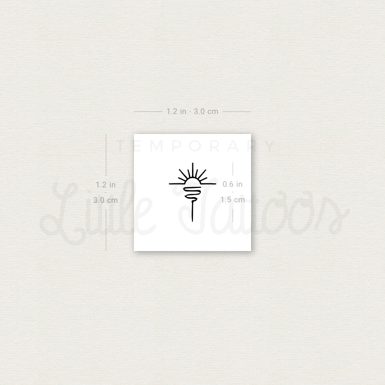 Tatuaje temporal minimalista de amanecer en el mar (juego de 3)