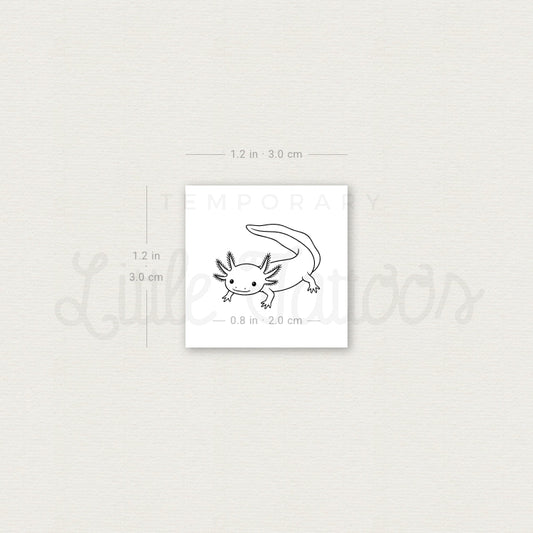 Fine Line Axolotl Temporary Tattoo - Set of 3