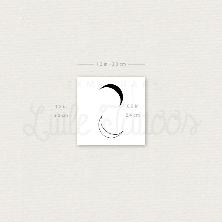 Small Moon Couple Temporary Tattoo - Set of 3