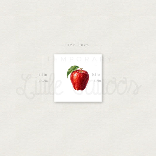 Red Delicious Apple Temporary Tattoo - Set of 3