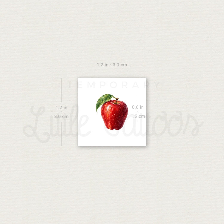 Red Delicious Apple Temporary Tattoo - Set of 3