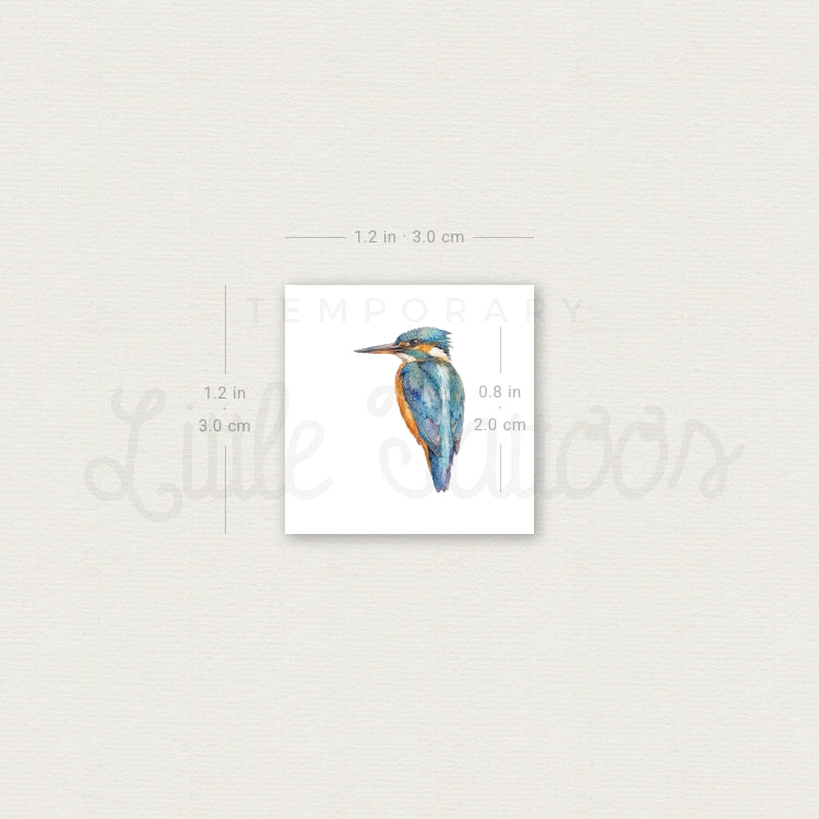 Watercolor Kingfisher Temporary Tattoo - Set of 3