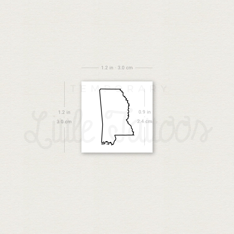 Tatuaje temporal del mapa de Mississippi (juego de 3)