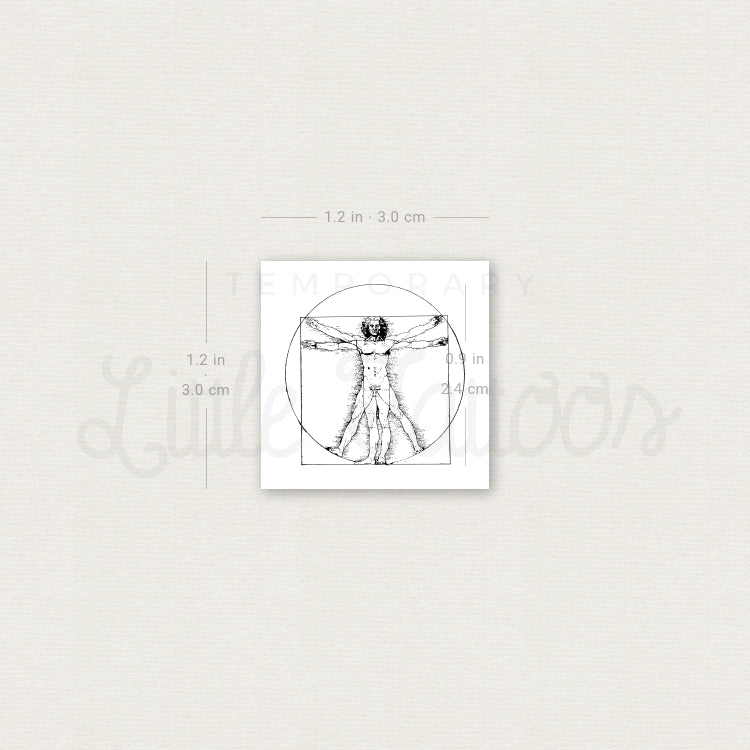 Small Vitruvian Man Temporary Tattoo - Set of 3