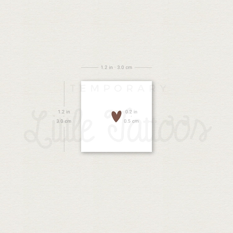 Hand-Drawn Brown Heart Temporary Tattoo - Set of 3