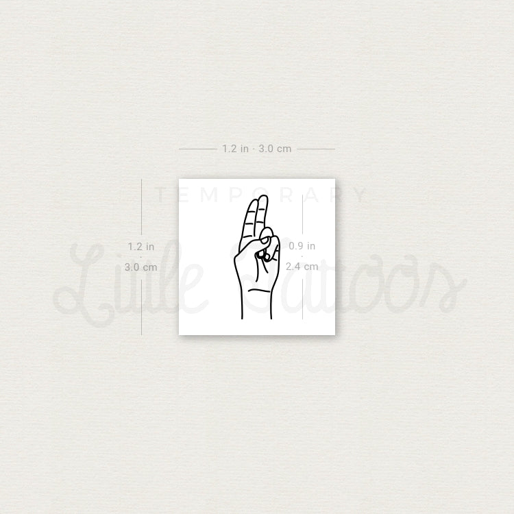 Sign Language U Temporary Tattoo - Set of 3