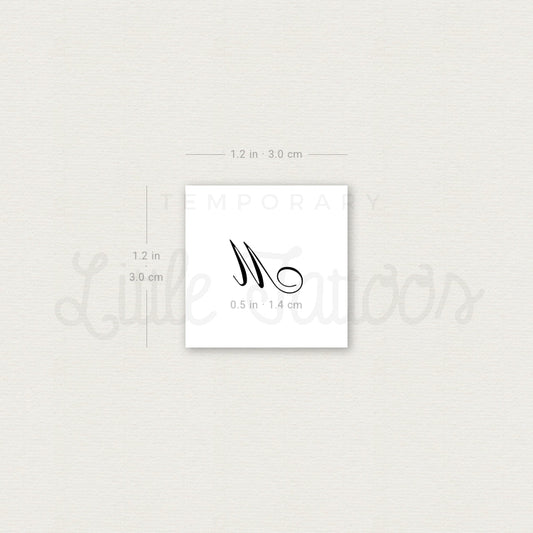 Letter M Script Temporary Tattoo - Set of 3