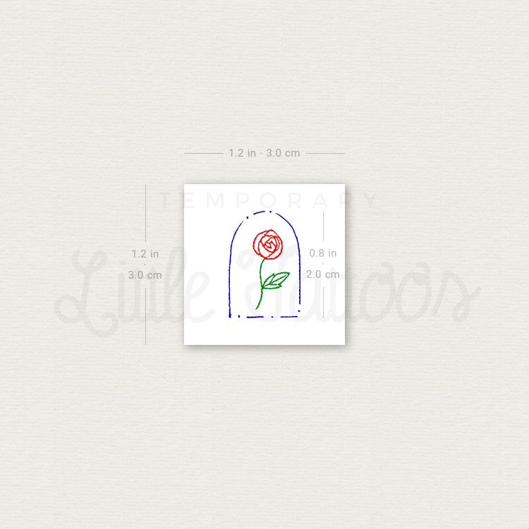 Minimalist Rose In A Glass Dome Temporary Tattoo - Set of 3