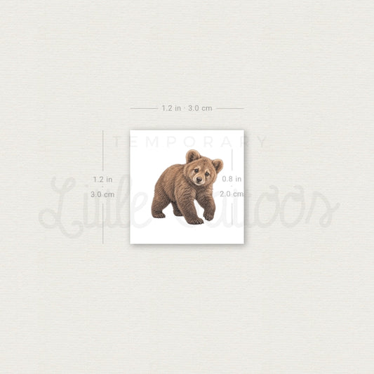 Bear Cub Temporary Tattoo - Set of 3
