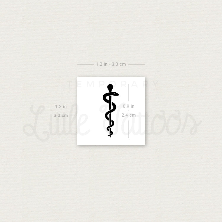 Rod Of Asclepius Temporary Tattoo - Set of 3