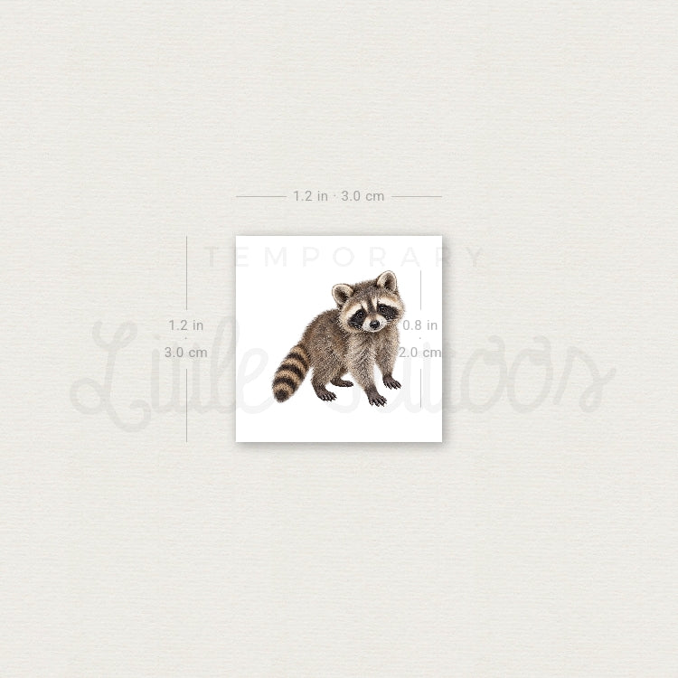 Baby Raccoon Temporary Tattoo - Set of 3