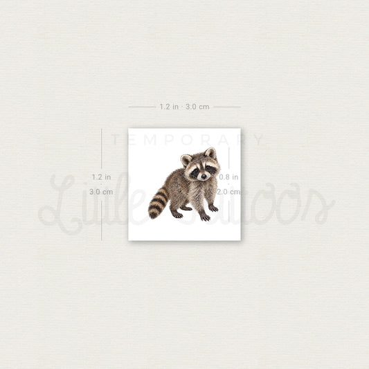 Baby Raccoon Temporary Tattoo - Set of 3