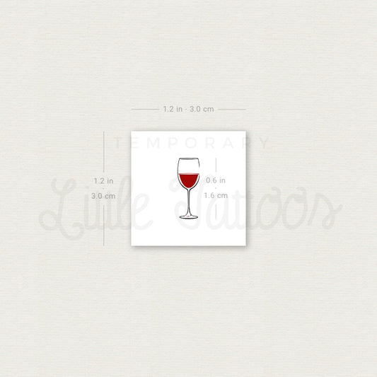 Red Wine Glass Temporary Tattoo - Set of 3