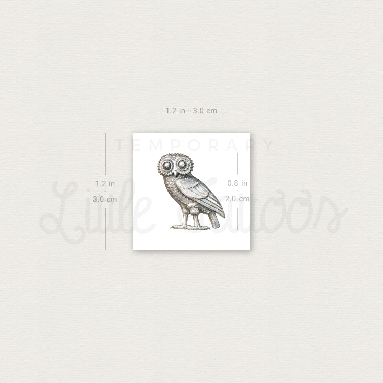 Owl Of Athena Temporary Tattoo - Set of 3