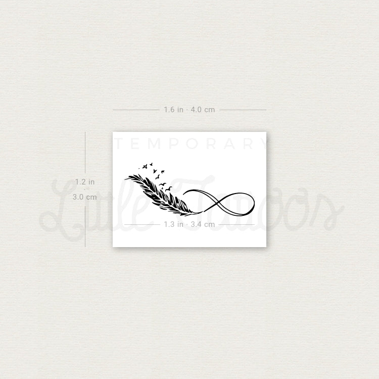 Feather Infinity Symbol Temporary Tattoo - Set of 3