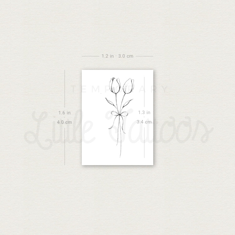 Tulip Couple Temporary Tattoo By Stefano Mazza - Set of 3