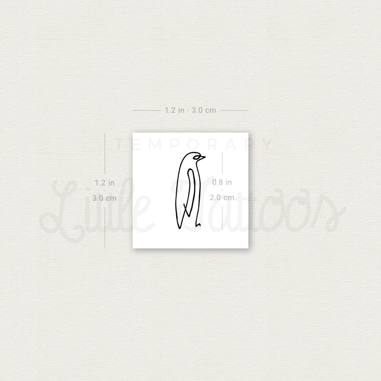 Single Line Penguin Temporary Tattoo - Set of 3