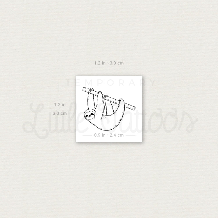 Fine Line Sloth Temporary Tattoo - Set of 3