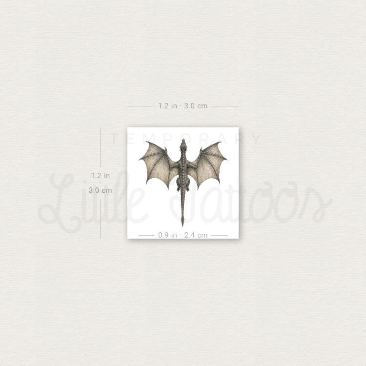 Flying Dragon From Above Temporary Tattoo - Set of 3