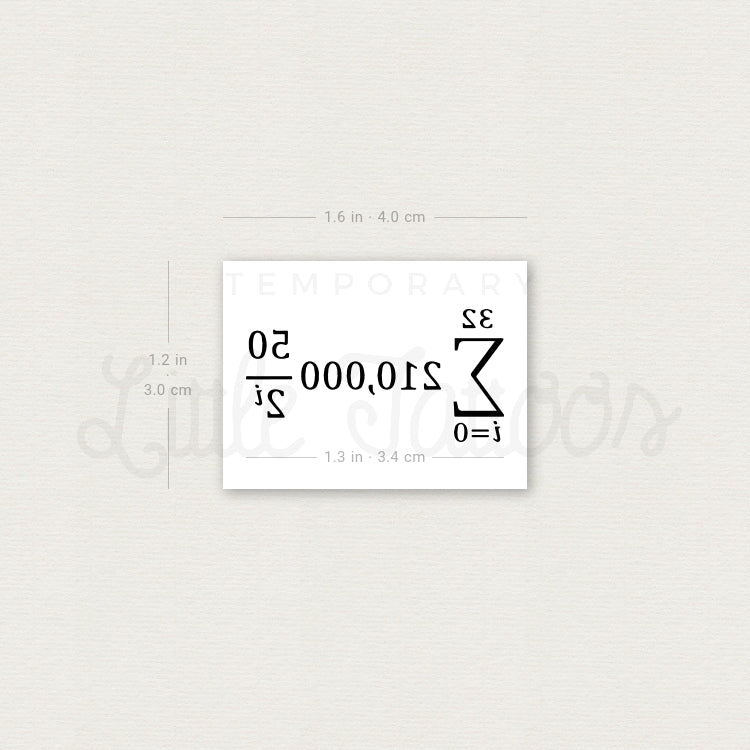 Bitcoin Supply Formula Temporary Tattoo - Set of 3