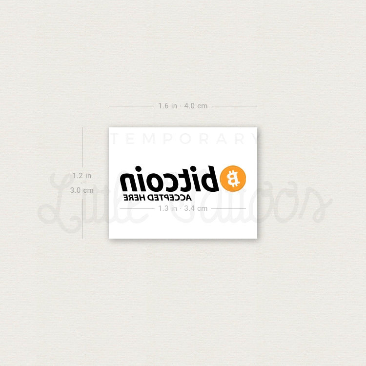 Tatuaje temporal "Aquí se acepta Bitcoin" (juego de 3)