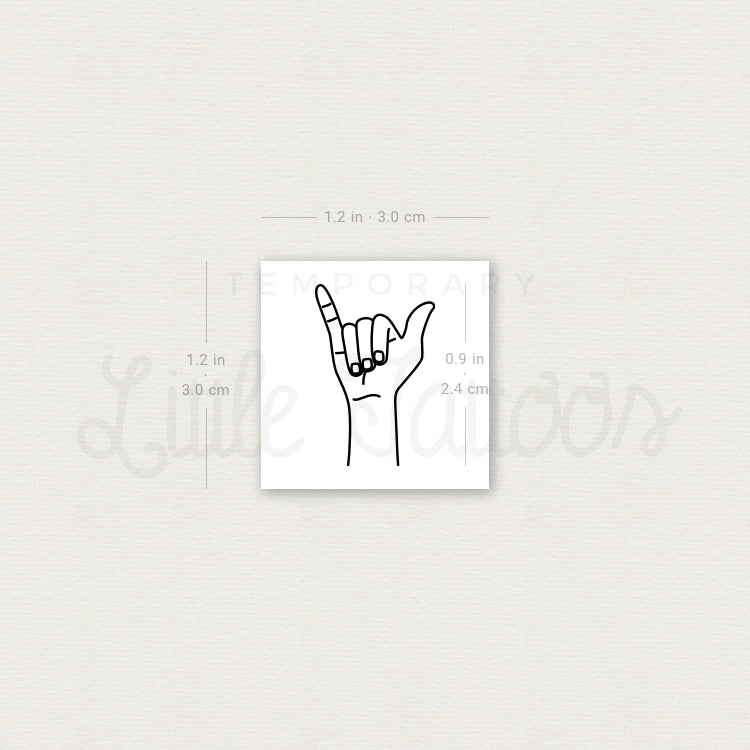 Sign Language Y Temporary Tattoo - Set of 3