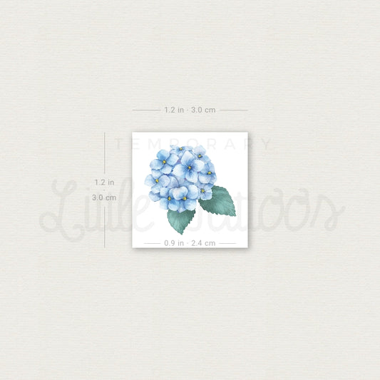 Blue Hydrangea Temporary Tattoo - Set of 3