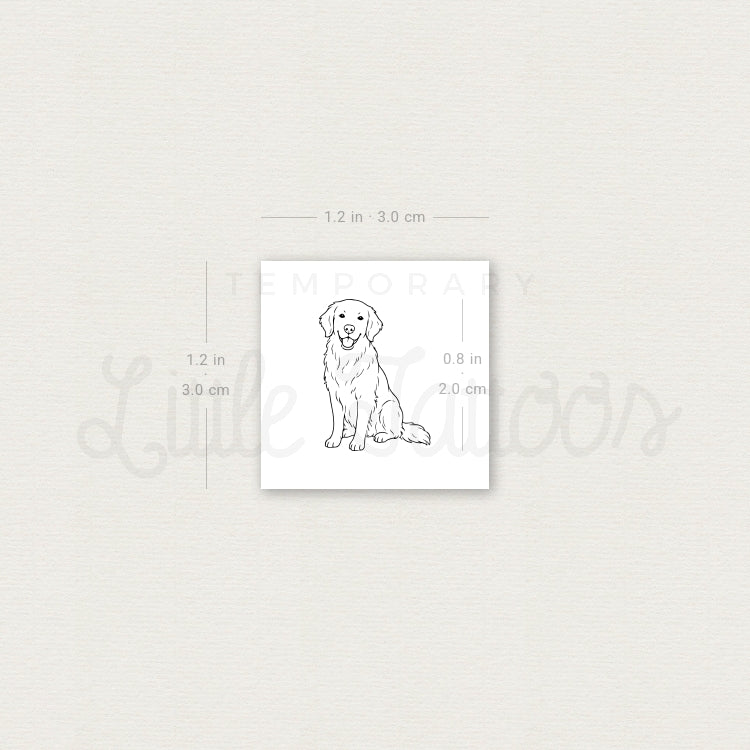 Fine Line Golden Retriever Temporary Tattoo - Set of 3