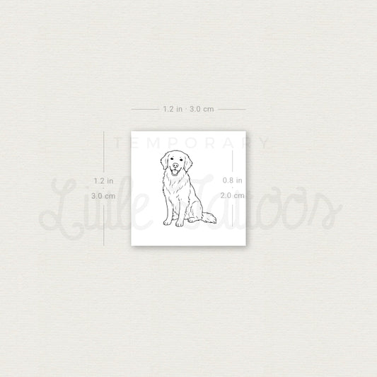 Fine Line Golden Retriever Temporary Tattoo - Set of 3