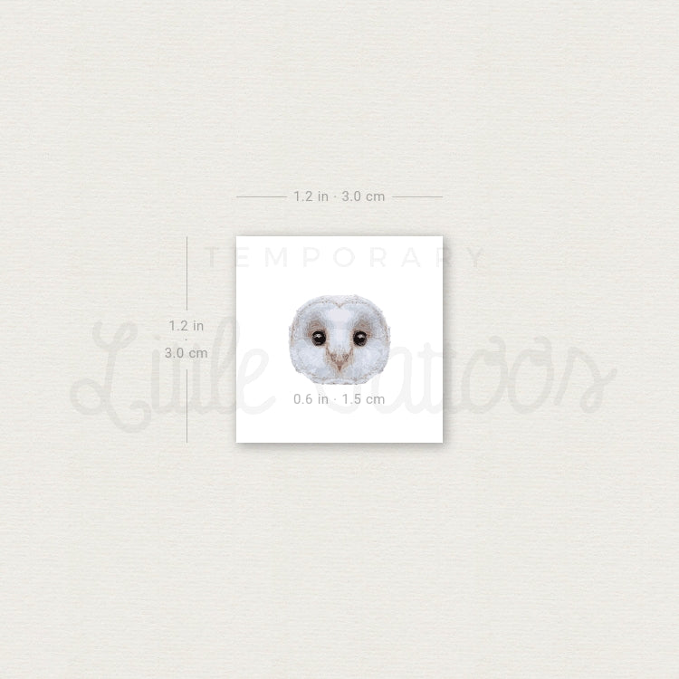 Barn Owl Face Temporary Tattoo - Set of 3