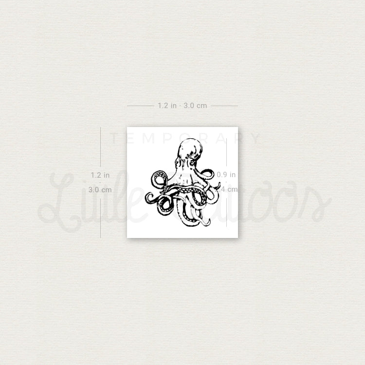 Small Octopus Temporary Tattoo - Set of 3