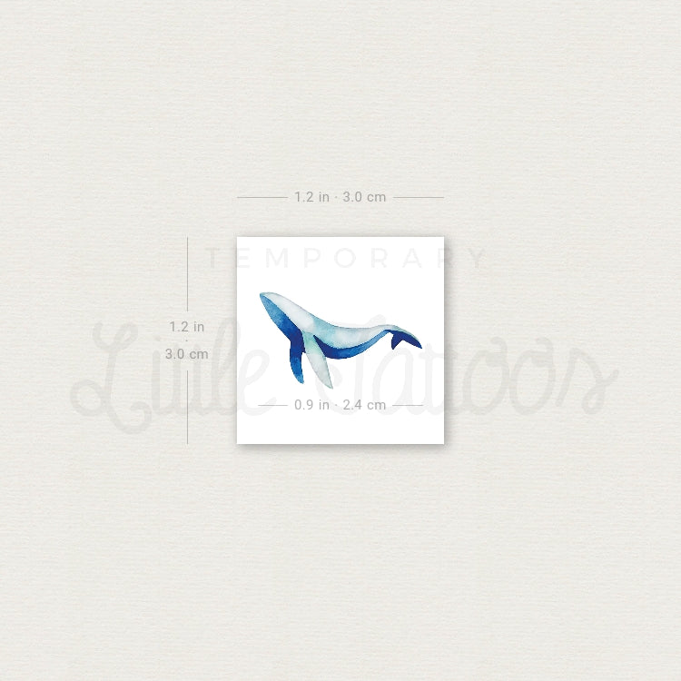 Small Watercolor Whale By Zihee Temporary Tattoo - Set of 3
