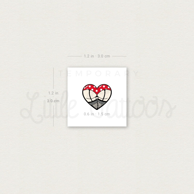 Sexy Butt Heart Temporary Tattoo - Set of 3