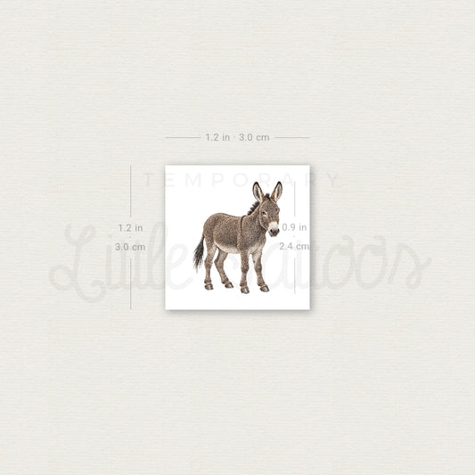 Watercolor Donkey Temporary Tattoo - Set of 3