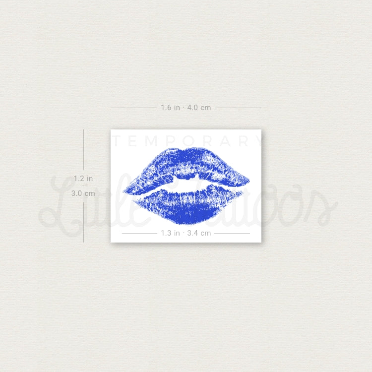 Blue Kiss Mark Temporary Tattoo - Set of 3