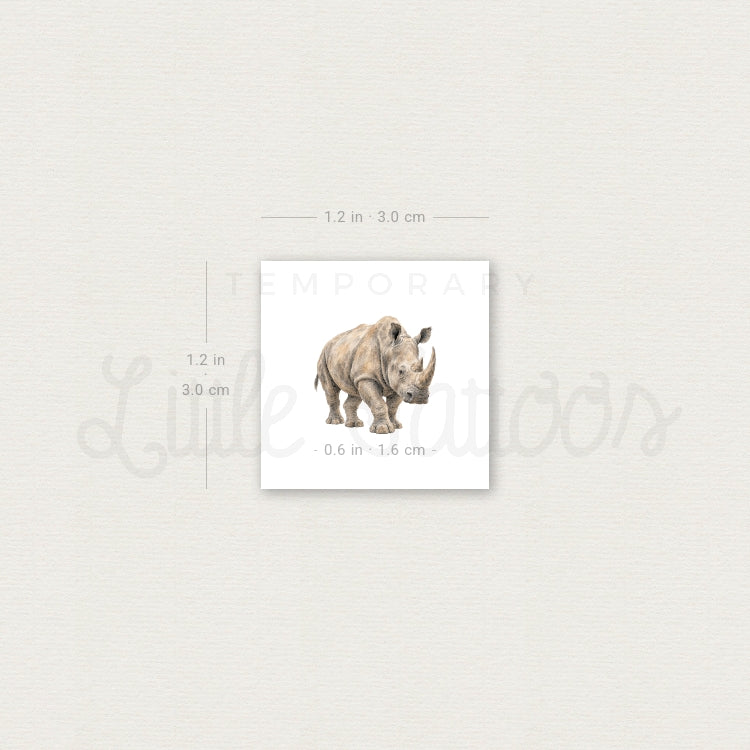 Watercolor Rhino Temporary Tattoo - Set of 3