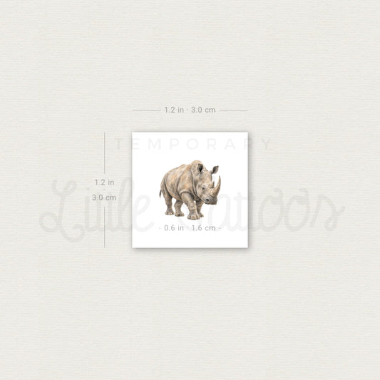 Watercolor Rhino Temporary Tattoo - Set of 3
