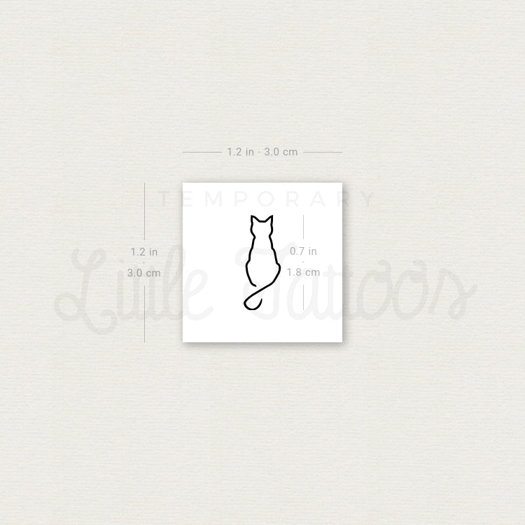 Line Art Cat Temporary Tattoo - Set of 3
