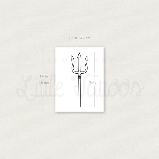 Fine Line Trident Of Poseidon Temporary Tattoo - Set of 3