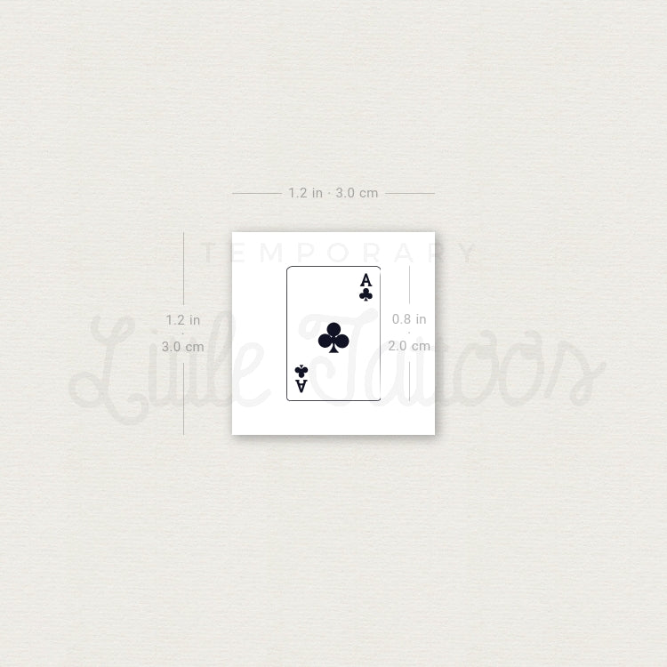 Ace Of Clubs Card Temporary Tattoo - Set of 3