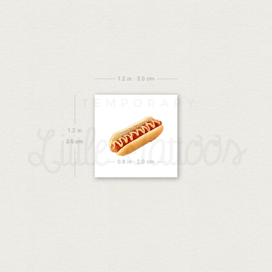 Realistic Hot Dog Temporary Tattoo - Set of 3