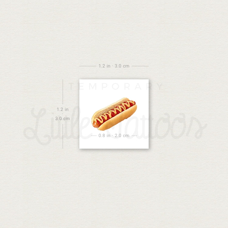 Realistic Hot Dog Temporary Tattoo - Set of 3